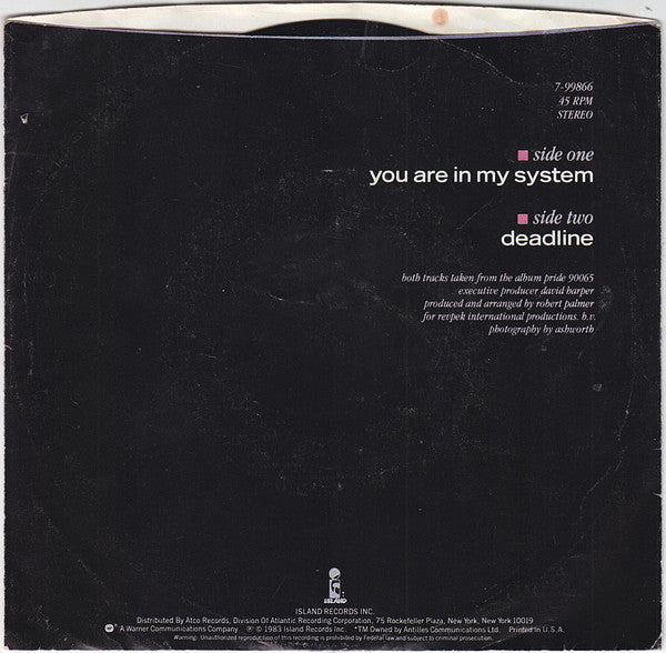 Robert Palmer : You Are In My System (7", Single, Promo)