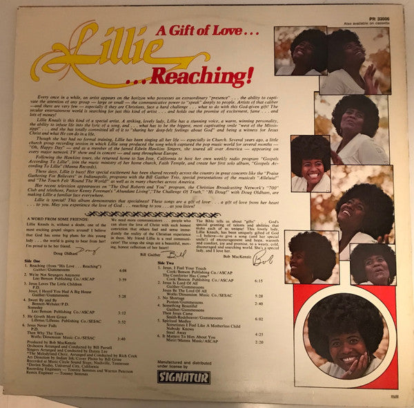 Lillie Knauls : Lillie... Reaching! A Gift Of Love (LP, Album)