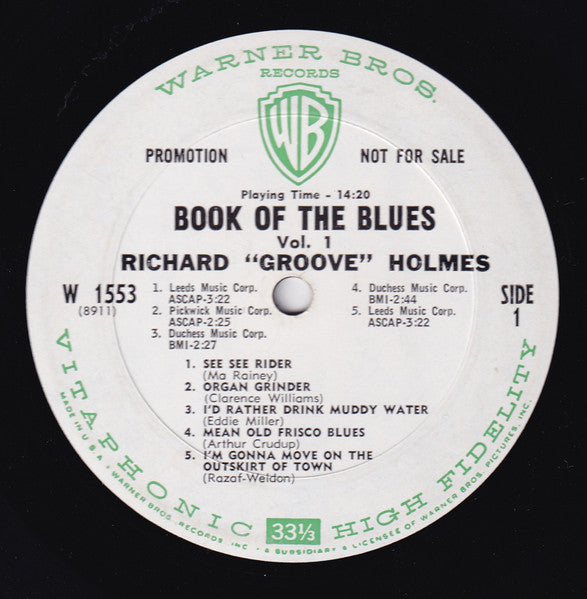 Richard "Groove" Holmes : Book Of The Blues Vol. 1 (LP, Album, Mono, Promo)