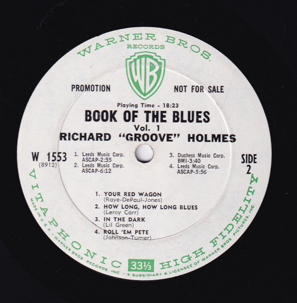 Richard "Groove" Holmes : Book Of The Blues Vol. 1 (LP, Album, Mono, Promo)