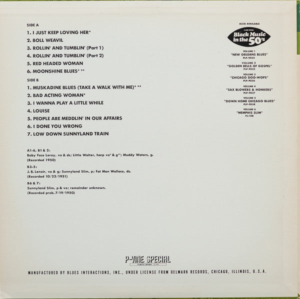Various : Down Home Chicago Blues - Presenting The Historic Parkway Session, 1950 (LP, Comp, Mono)