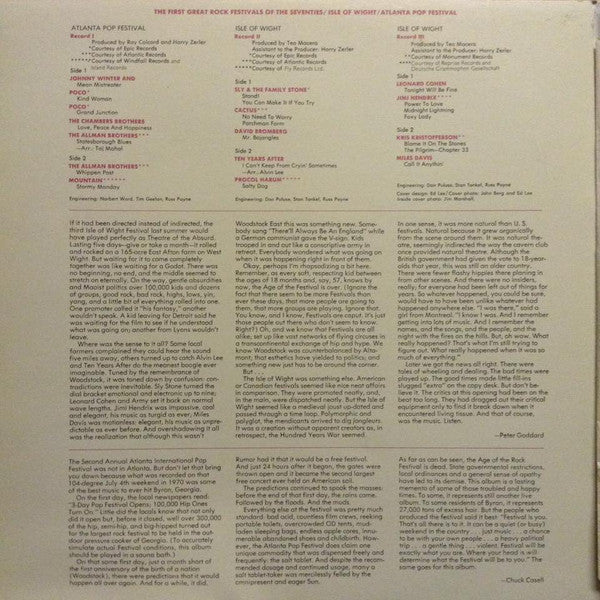 Various : The First Great Rock Festivals Of The Seventies - Isle Of Wight / Atlanta Pop Festival (3xLP)