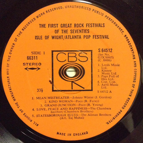 Various : The First Great Rock Festivals Of The Seventies - Isle Of Wight / Atlanta Pop Festival (3xLP)