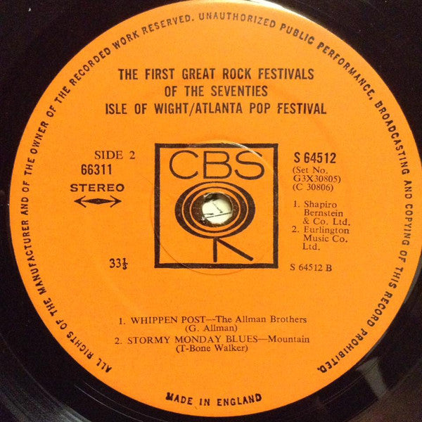 Various : The First Great Rock Festivals Of The Seventies - Isle Of Wight / Atlanta Pop Festival (3xLP)