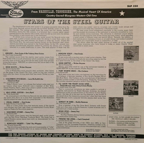 Various : Stars Of The Steel Guitar (LP, Comp, RE, Blu)