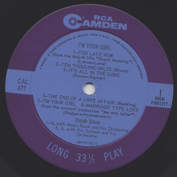 Dinah Shore : I'm Your Girl (LP, Mono)