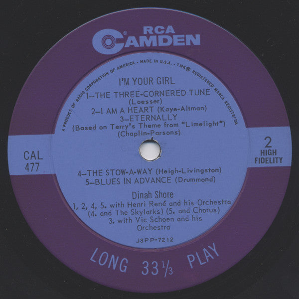 Dinah Shore : I'm Your Girl (LP, Mono)