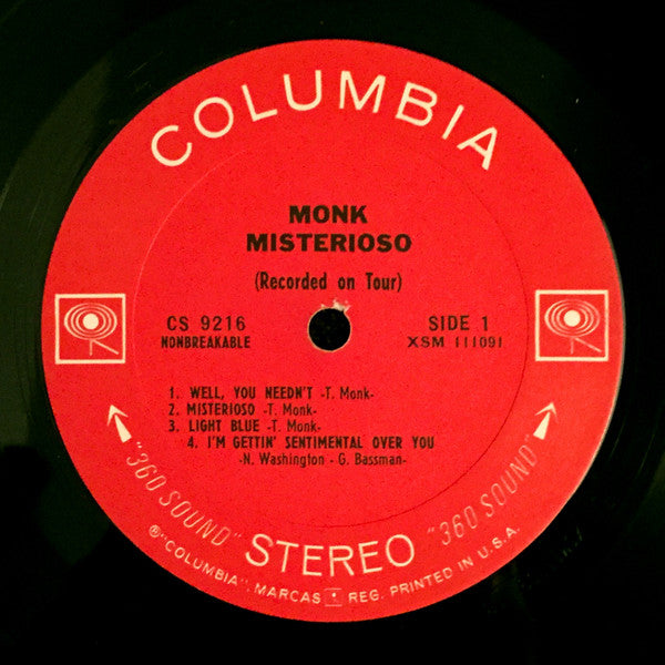 Thelonious Monk : Misterioso (Recorded On Tour) (LP, Album, San)