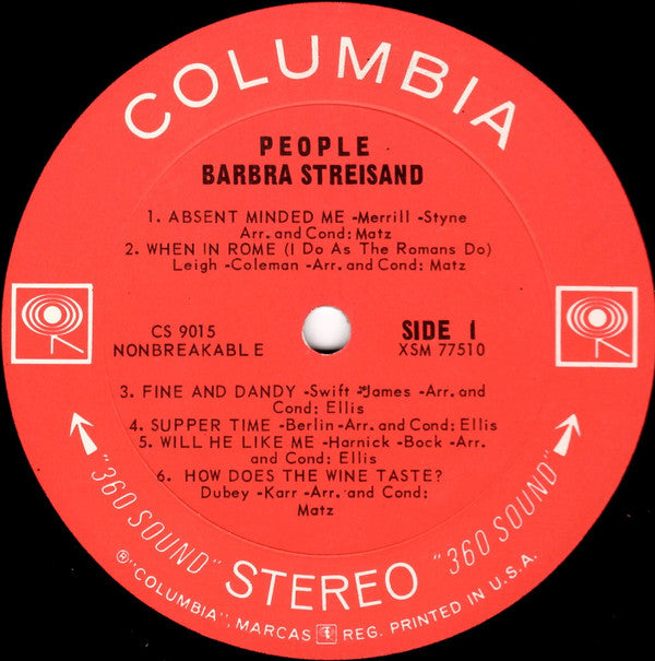 Barbra Streisand : People (LP, Album, RP, Pit)