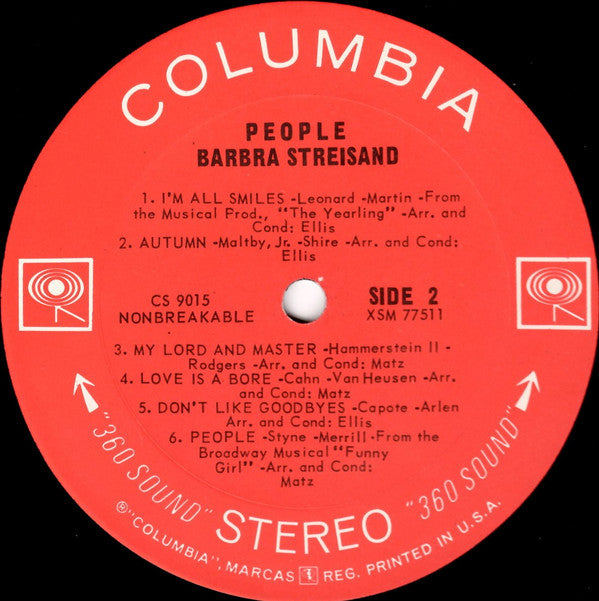 Barbra Streisand : People (LP, Album, RP, Pit)