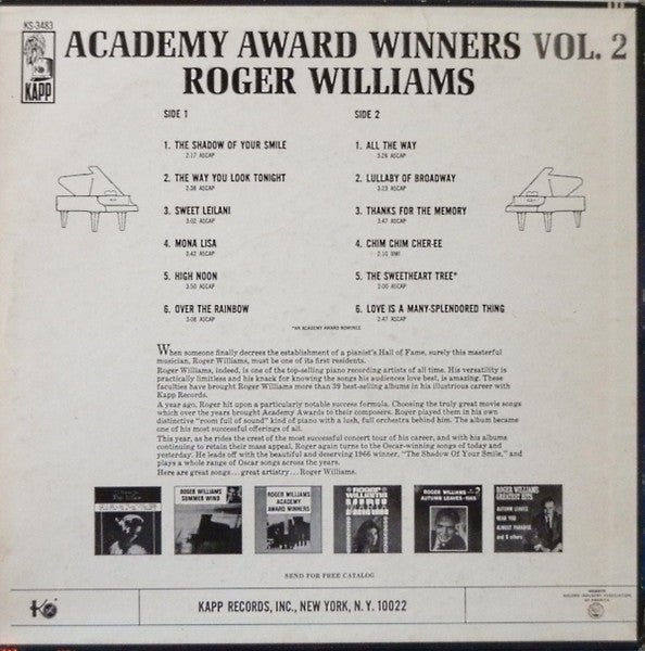 Roger Williams (2) : Academy Award Winners Vol. 2 (LP)