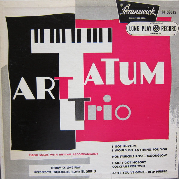 Art Tatum Trio : Piano Solos With Rhythm Accompaniment (10")