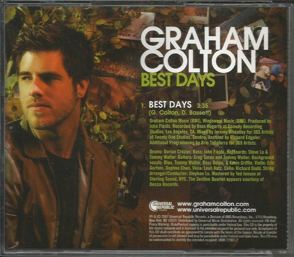 Graham Colton : Best Days (CD, Single, Promo)