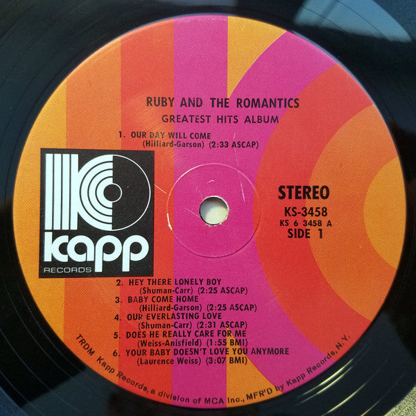 Ruby And The Romantics : Greatest Hits Album (LP, Comp, RE)