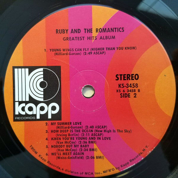 Ruby And The Romantics : Greatest Hits Album (LP, Comp, RE)