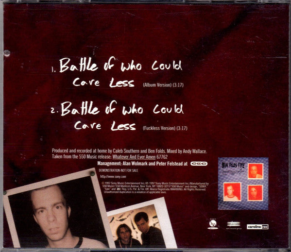 Ben Folds Five : Battle Of Who Could Care Less (CD, Single, Promo)