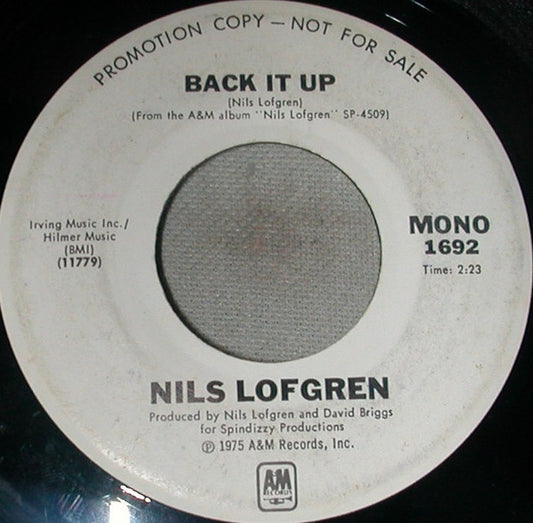 Nils Lofgren : Back It Up (7", Mono, Promo)