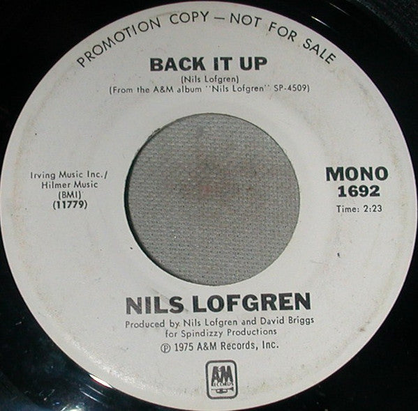 Nils Lofgren : Back It Up (7", Mono, Promo)
