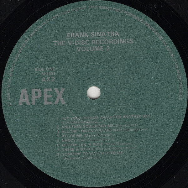 Frank Sinatra : The V-Disc Recordings Volume 2 (LP, Comp, Mono)