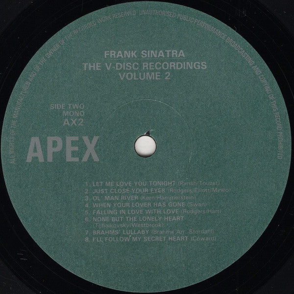 Frank Sinatra : The V-Disc Recordings Volume 2 (LP, Comp, Mono)