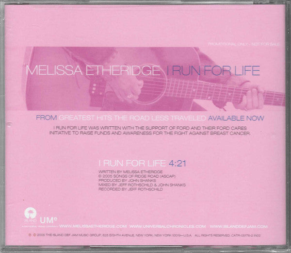 Melissa Etheridge : I Run For Life (CD, Single, Promo)