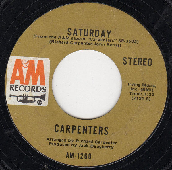 Carpenters : Rainy Days And Mondays (7", Styrene, Ter)