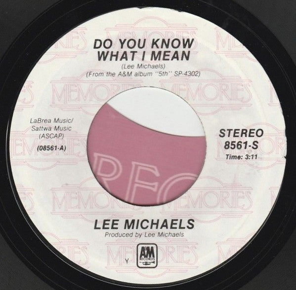 Lee Michaels : Do You Know What I Mean / Can I Get A Witness (7", Single, RE, Styrene)
