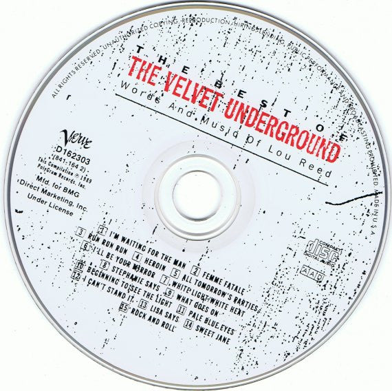 The Velvet Underground : The Best Of The Velvet Underground (Words And Music Of Lou Reed) (CD, Comp, Club, RE)