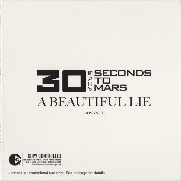30 Seconds To Mars : A Beautiful Lie (CD, Album, Promo, Adv)