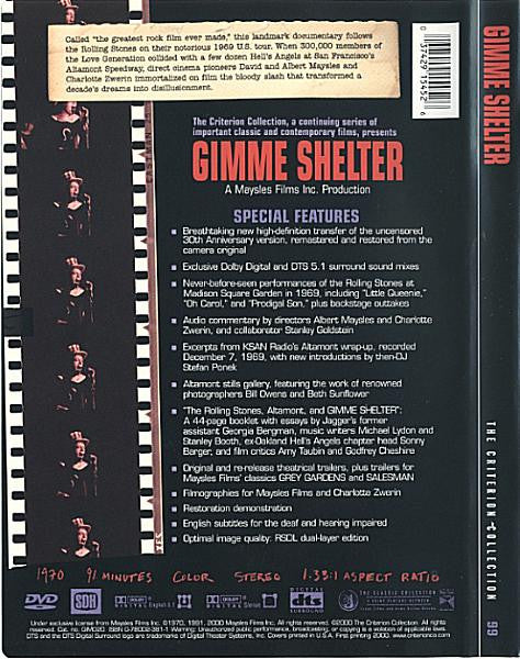 The Rolling Stones : Gimme Shelter (DVD-V, RE, RP, Multichannel, NTSC)