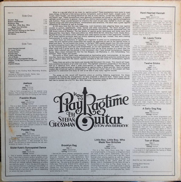 Stefan Grossman & Ton Van Bergeijk : How To Play Ragtime Guitar (LP, RE)