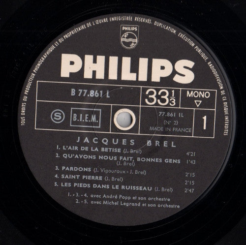 Jacques Brel : N°2 (LP, Comp, Mono, RE)