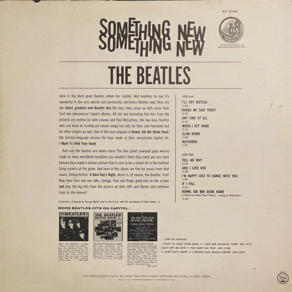 The Beatles : Something New (LP, Album, Scr)