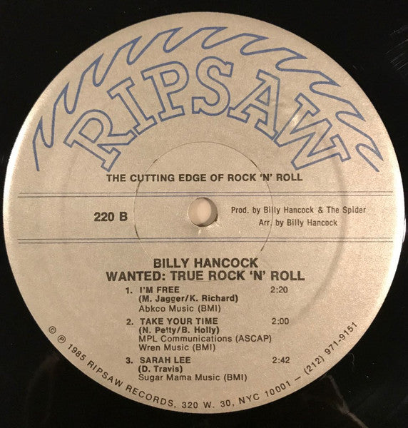 Billy Hancock : Wanted True Rock 'n' Roll (12", MiniAlbum)