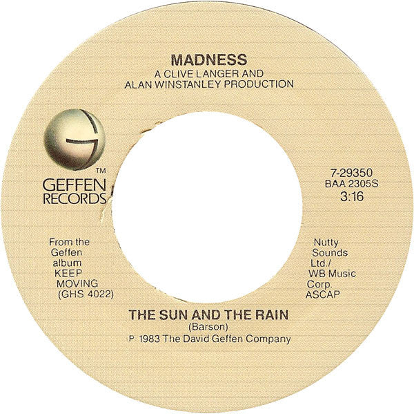 Madness : The Sun And The Rain (7", Single)