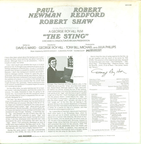Marvin Hamlisch : The Sting (Original Motion Picture Soundtrack) (LP, Album, Pin)