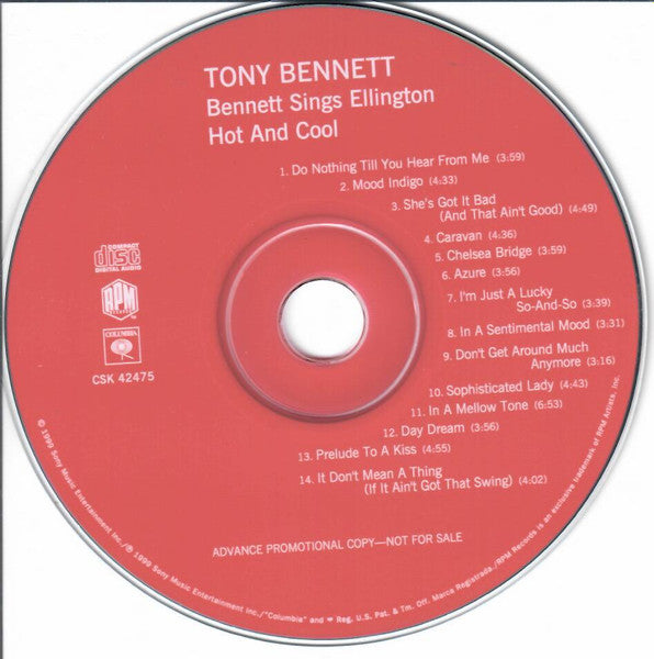 Tony Bennett : Sings Ellington Hot & Cool (CD, Album, Promo, Adv)