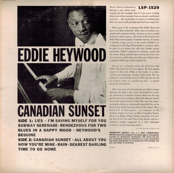 Eddie Heywood : Canadian Sunset (LP, Album)