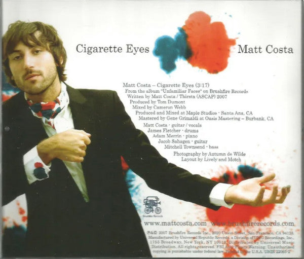 Matt Costa : Cigarette Eyes (CD, Single, Promo)