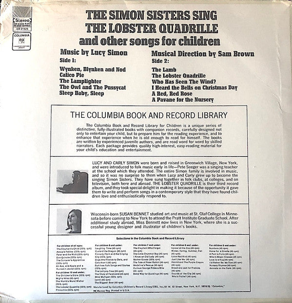 The Simon Sisters : The Simon Sisters Sing The Lobster Quadrille And Other Songs For Children (LP, Red)