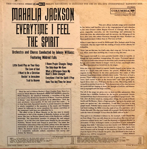 Mahalia Jackson : Everytime I Feel The Spirit (LP, Album)