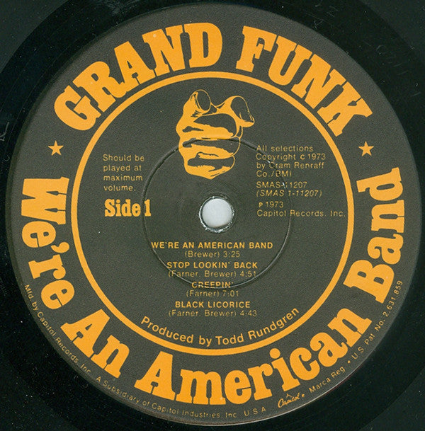 Grand Funk Railroad : We're An American Band (LP, Album, Win)