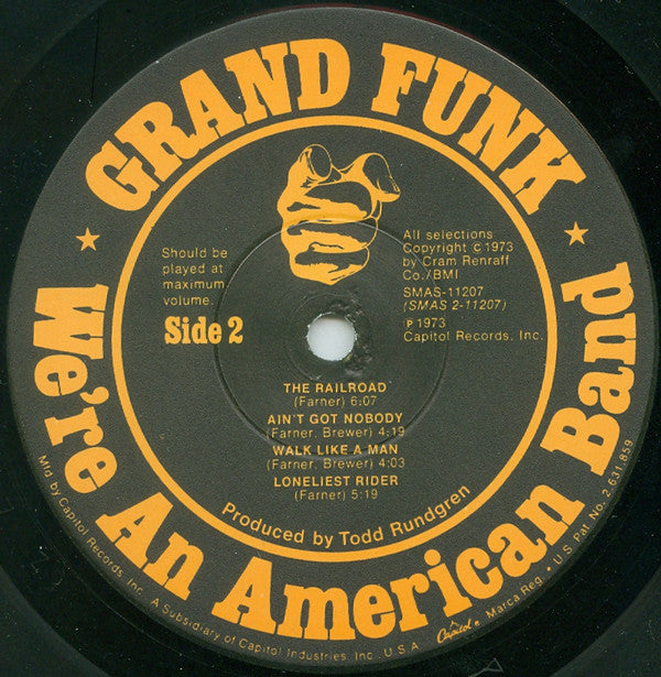 Grand Funk Railroad : We're An American Band (LP, Album, Win)