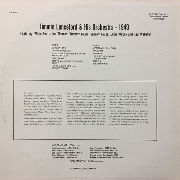 Jimmie Lunceford And His Orchestra : 1940 (LP)