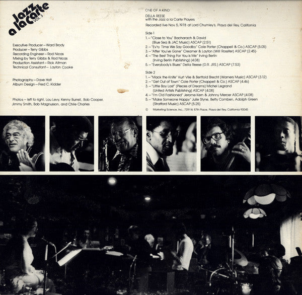 Della Reese With The Jazz A La Carte Players : One Of A Kind (LP)