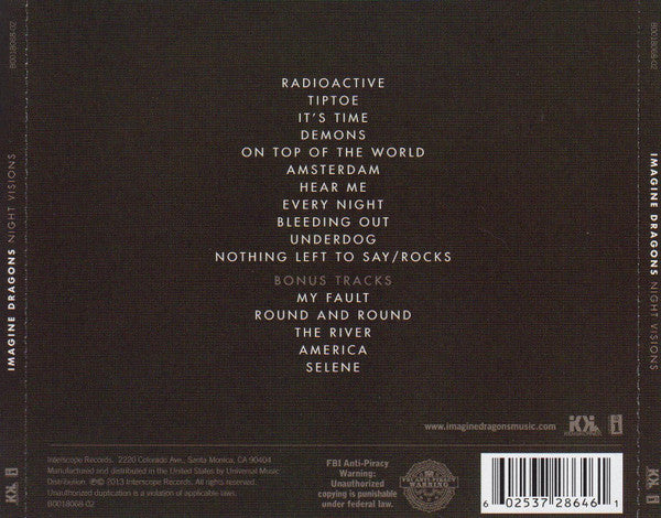 Imagine Dragons : Night Visions (CD, Album, Dlx)