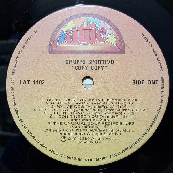 Gruppo Sportivo : Copy Copy (LP, Album)