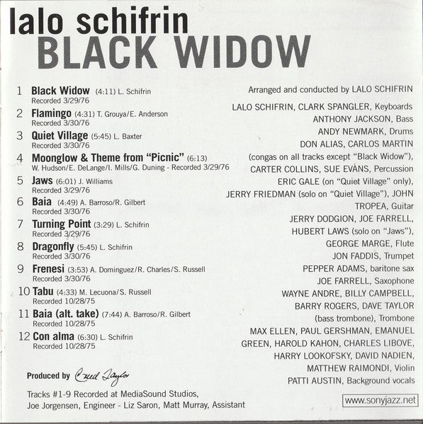 Lalo Schifrin : Black Widow (CD, Album, RE, RM)