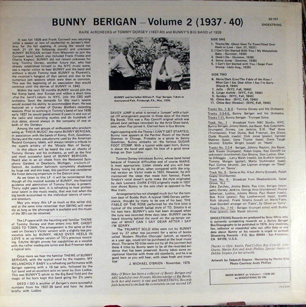 Bunny Berigan : Bunny Berigan - Volume 2 (LP, Comp)