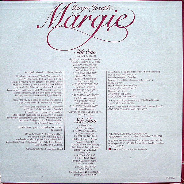 Margie Joseph : Margie (LP, Album, P/Mixed, PR )